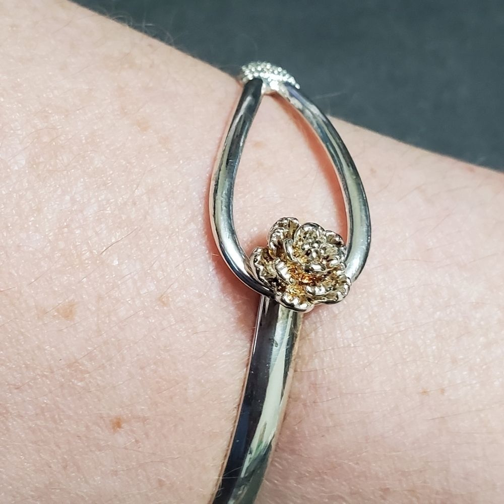 Vintage Sterling silver flower bracelet 7"